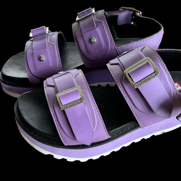 Hunter Double Strapped Platform Pastel Purple Sandals 6 - Picture 8 of 8